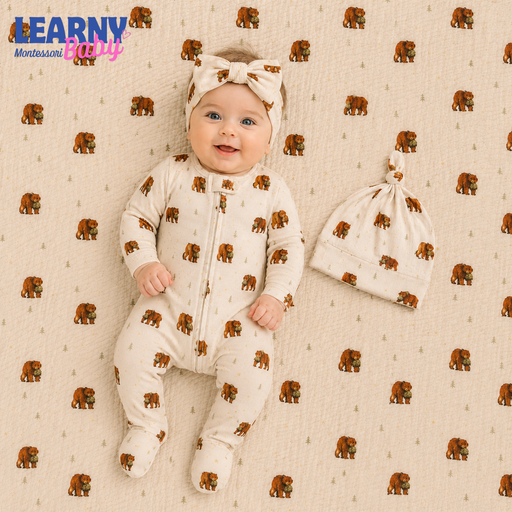 Woodland Bear Print Bamboo Zippy Footie Baby Pajamas – Unisex Infant Sleepwear