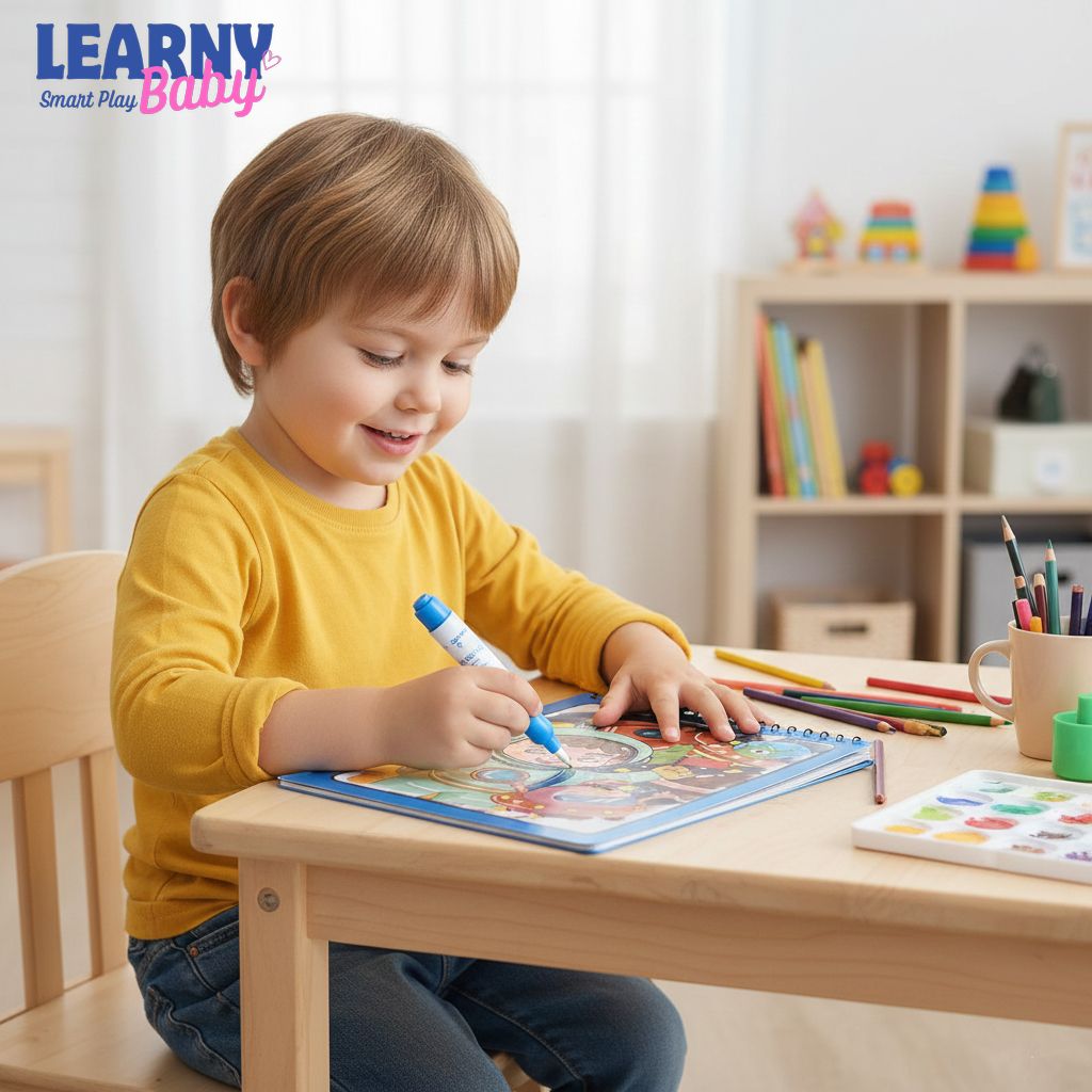 Magic Water Coloring Book for Kids, Reusable Water Painting with Pen, Mess-Free Early Learning Toy, Ages 1.5–5