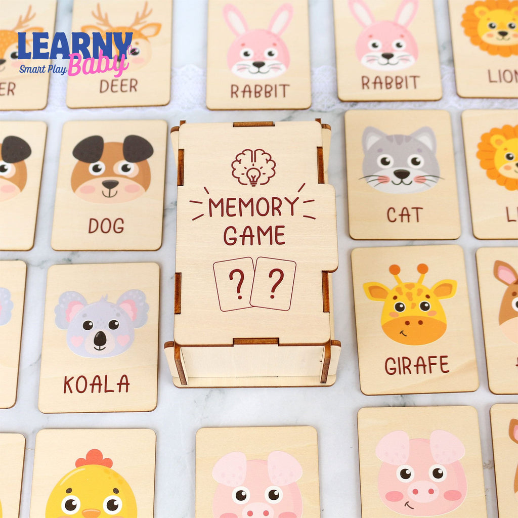 Wooden Animal Matching Game, Montessori Learning Toy for Toddlers, Early Cognitive & Memory Skills, Ages 1.5–4 FCLB01