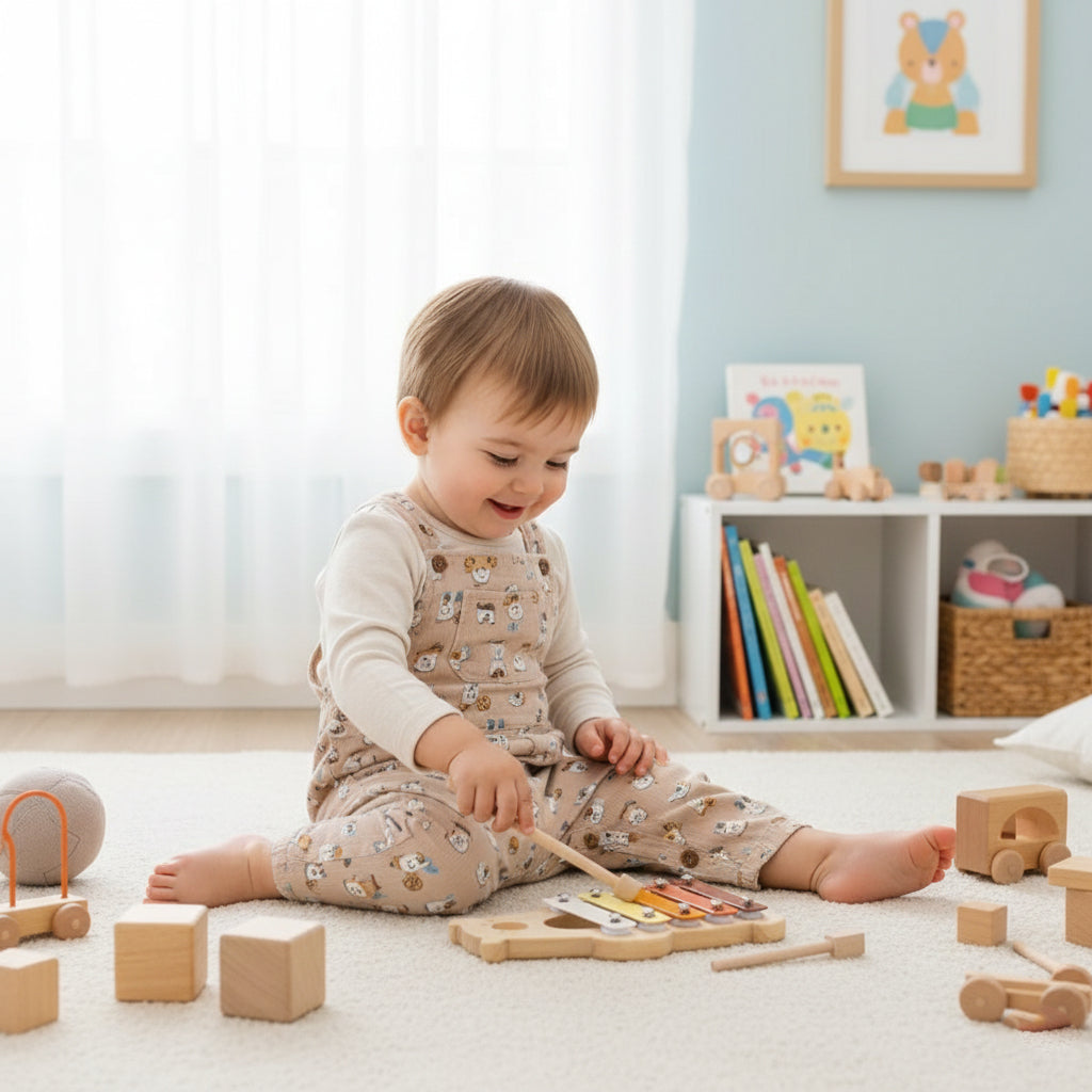 Wooden Musical Instrument Set for Kids, Montessori Percussion & Xylophone Toy, Early Music & Fine Motor Skills, Ages 1–4