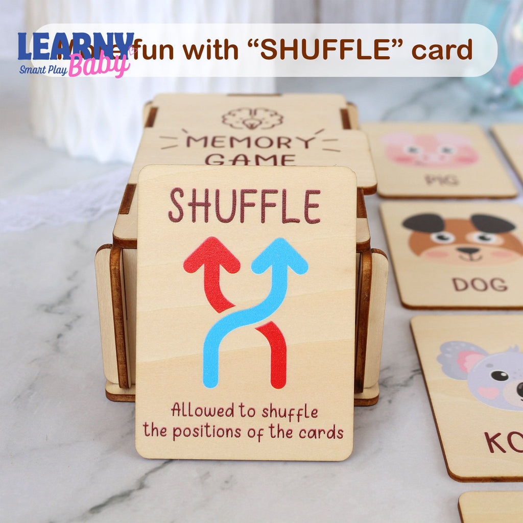 Wooden Animal Matching Game, Montessori Learning Toy for Toddlers, Early Cognitive & Memory Skills, Ages 1.5–4 FCLB01