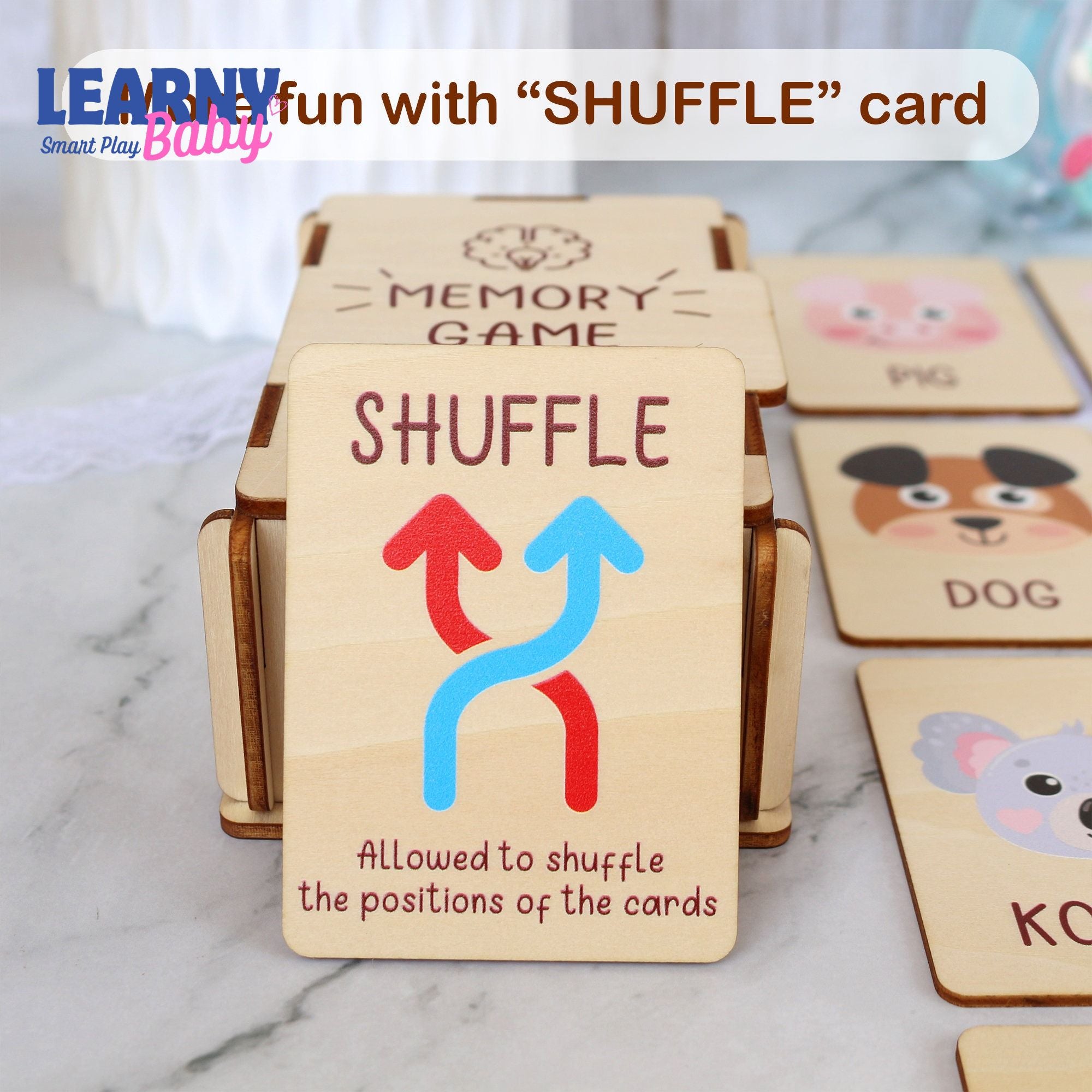 Wooden Animal Matching Game, Montessori Learning Toy for Toddlers, Early Cognitive & Memory Skills, Ages 1.5–4 FCLB01