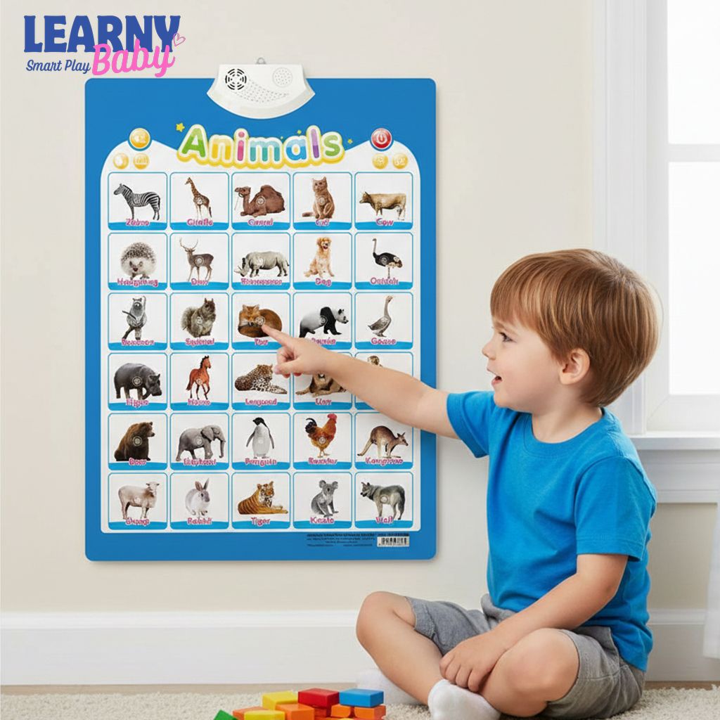 Electronic English Alphabet Wall Chart for Kids, Talking ABC & 123 with Music, Early Language Learning, Ages 1.5–5