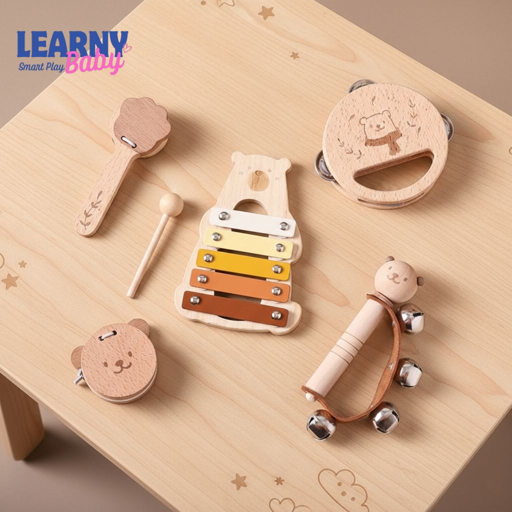 Wooden Musical Instrument Set for Kids, Montessori Percussion & Xylophone Toy, Early Music & Fine Motor Skills, Ages 1–4