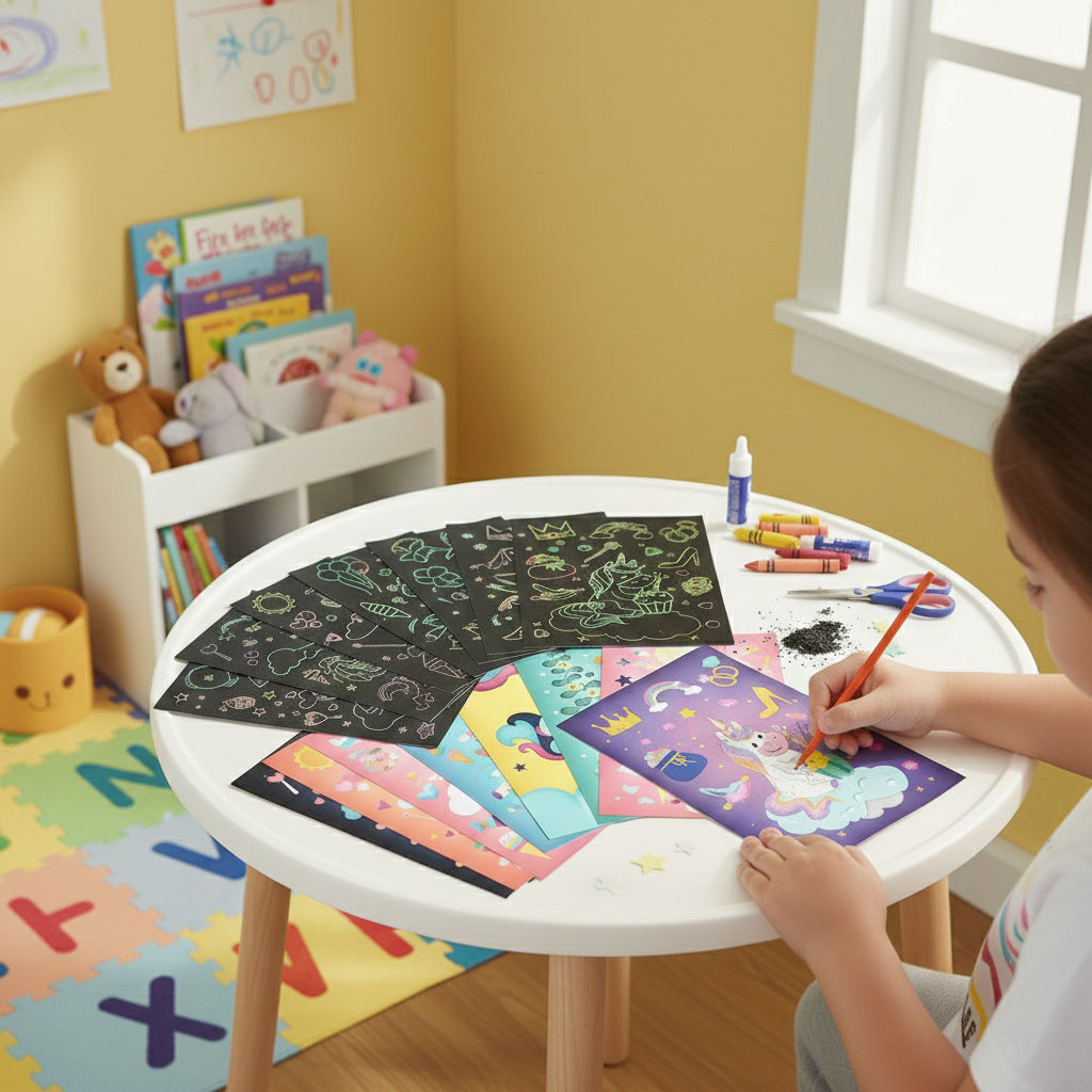Kids Scratch Art Cards, Color Reveal Art Toy, Fine Motor & Focus Training (3–8 Years)