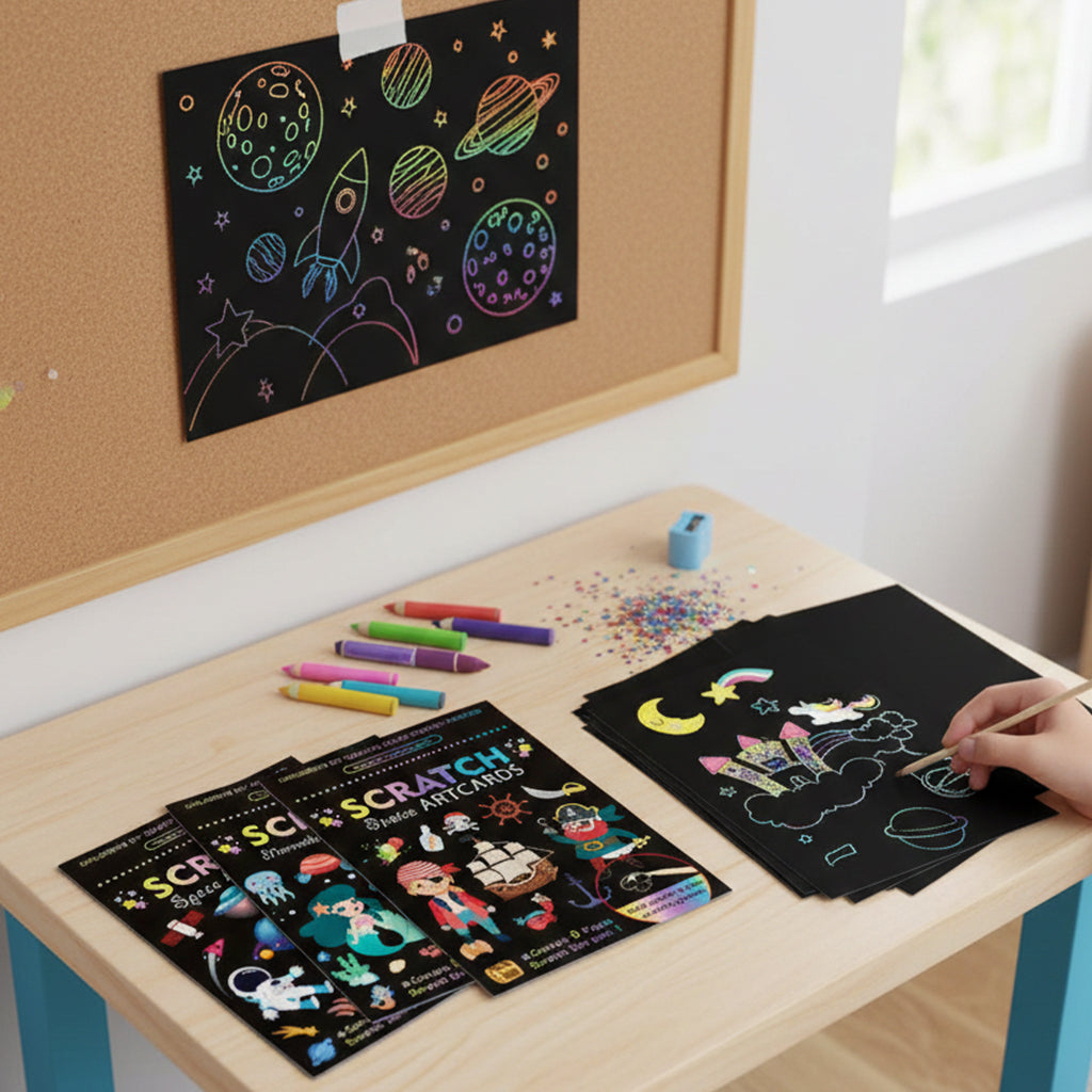 Kids Scratch Art Cards, Color Reveal Art Toy, Fine Motor & Focus Training (3–8 Years)