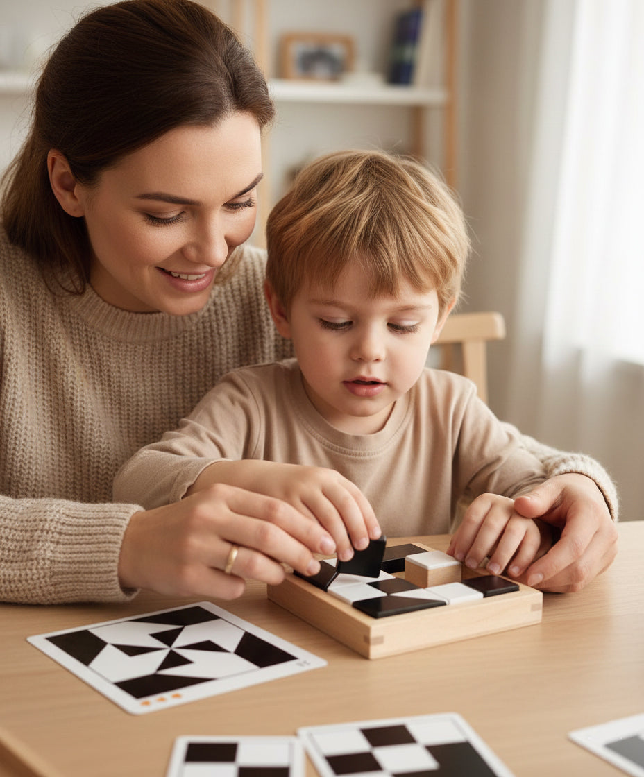 Wooden Logic Puzzle Toy for Kids, Montessori Spatial Thinking Game with 80 Challenges, Brain Training Ages 5–10