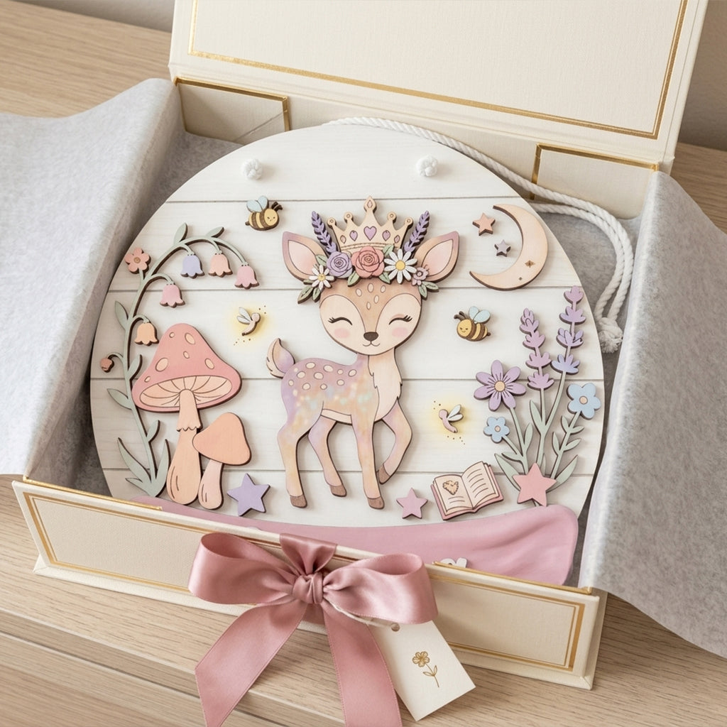 Personalized Deer Nursery Name Sign, Woodland Wall Decor, Custom Kids Room Art