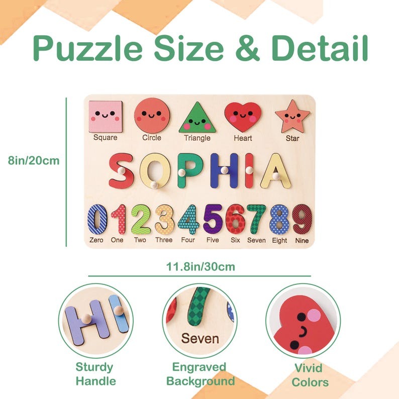 Personalized Baby Name Puzzle, Early Learning Busy Board, Wooden Baby Toy, Baby Room Decor, 1st Christmas Gift for kids, 1st Birthday Gift BBLB7