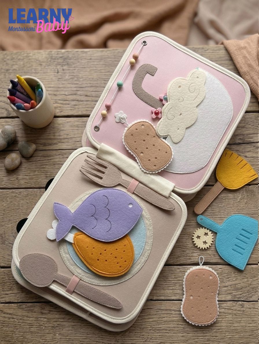 Personalized Mushroom Busy Book for Toddlers, Custom Name Quiet Book, Cottagecore Felt Learning Activity Book QBLB60