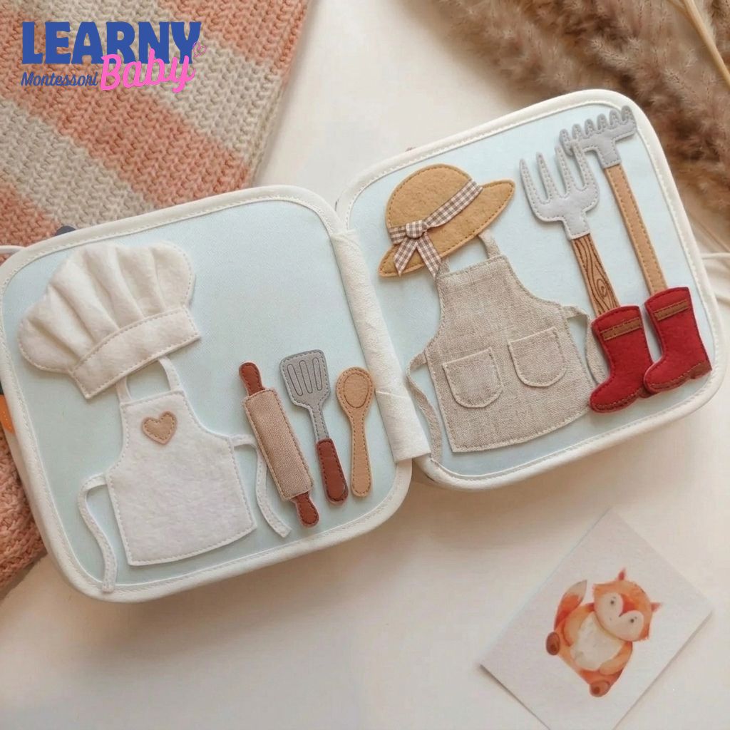 Personalized Career Busy Book for Toddlers, Custom Name Felt Quiet Book, Pretend Play Montessori Activity Book QBLB62