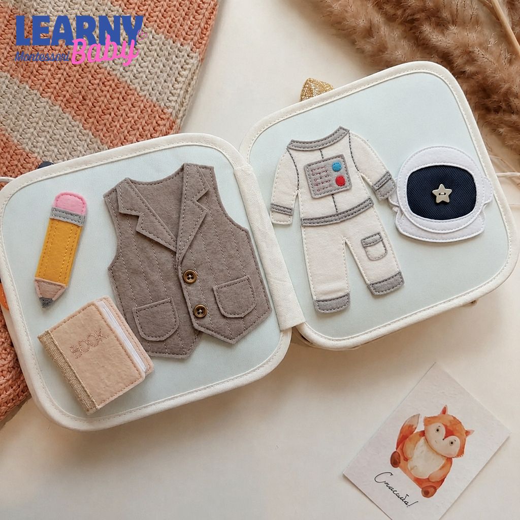 Personalized Career Busy Book for Toddlers, Custom Name Felt Quiet Book, Pretend Play Montessori Activity Book QBLB62