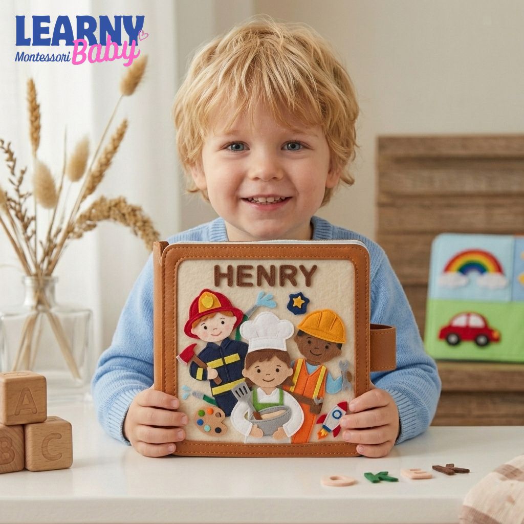 Personalized Career Busy Book for Toddlers, Custom Name Felt Quiet Book, Pretend Play Montessori Activity Book QBLB62