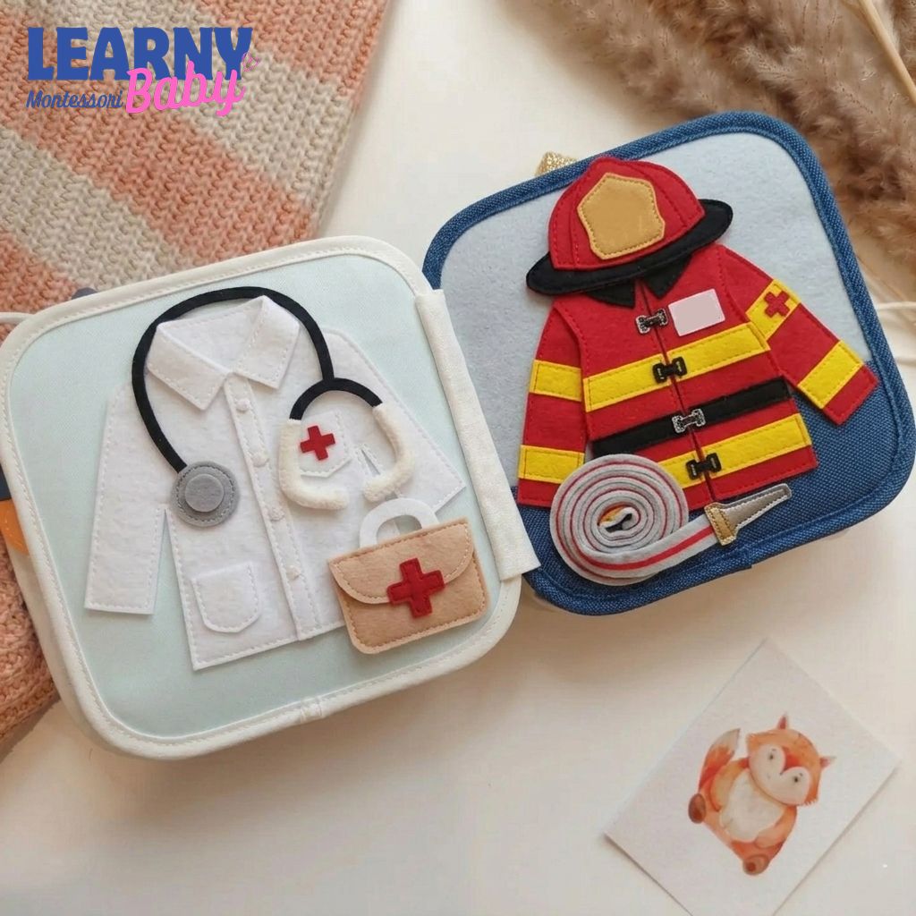Personalized Career Busy Book for Toddlers, Custom Name Felt Quiet Book, Pretend Play Montessori Activity Book QBLB62