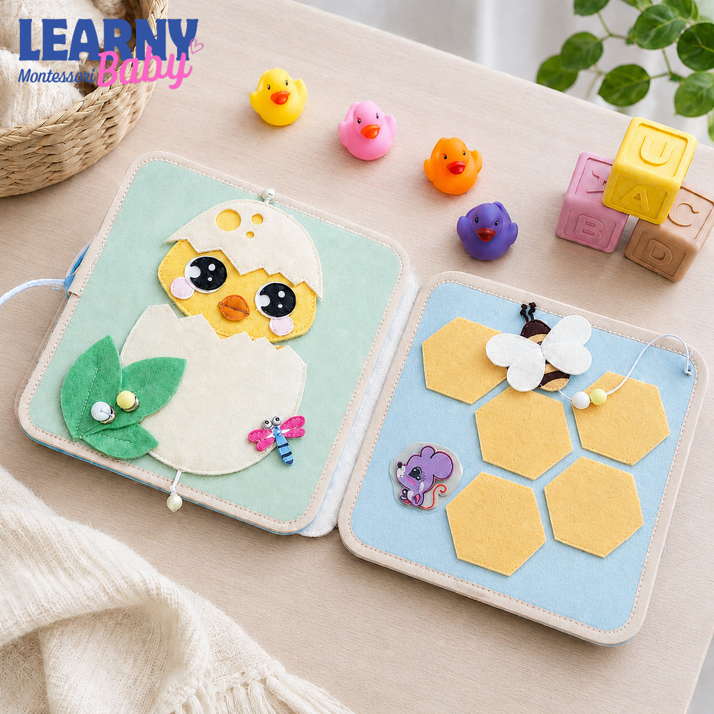 Personalized Cat Busy Book for Toddler Girls, Custom Name Pink Felt Quiet Book, Montessori Sensory Learning Toy QBLB61