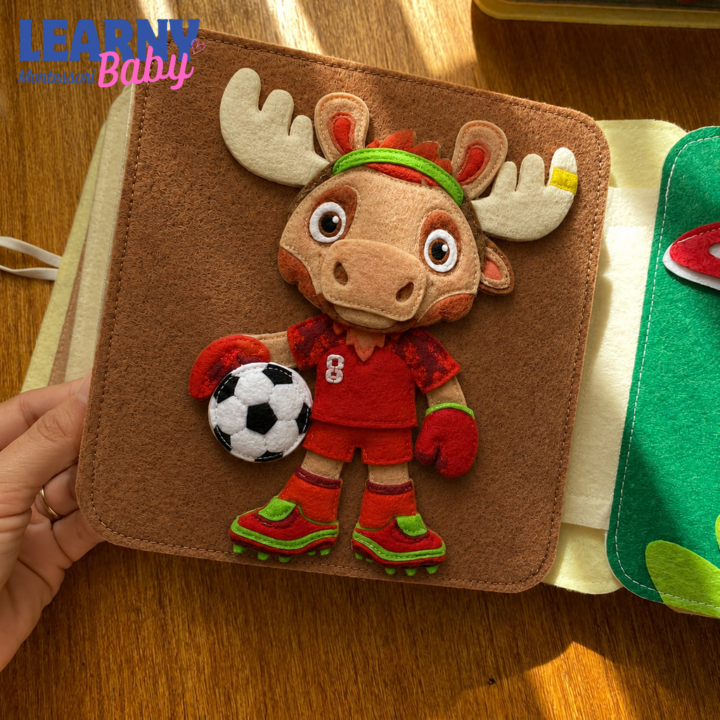 Personalized First World Cup Busy Book for Baby, Soccer Quiet Book for Toddlers, Felt Activity Book, Baby Boy Gift QBLB67