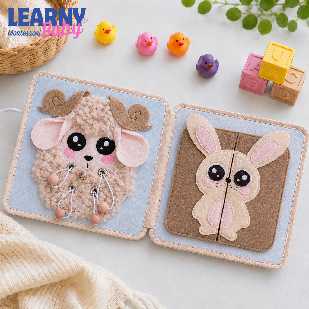 Personalized Cat Busy Book for Toddler Girls, Custom Name Pink Felt Quiet Book, Montessori Sensory Learning Toy QBLB61