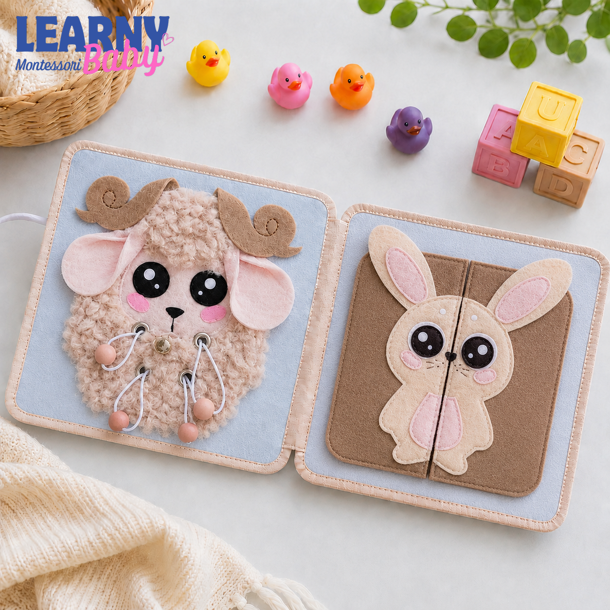 Personalized Cat Busy Book for Toddler Girls, Custom Name Pink Felt Quiet Book, Montessori Sensory Learning Toy QBLB61