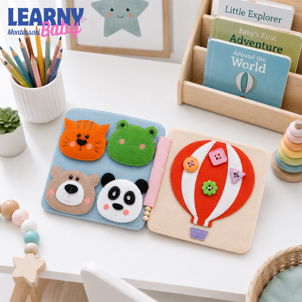 Adventure Busy Book for Toddlers, Handmade Felt Quiet Book, Camping Learning Toy, Personalized Montessori Baby Gift QBLB68