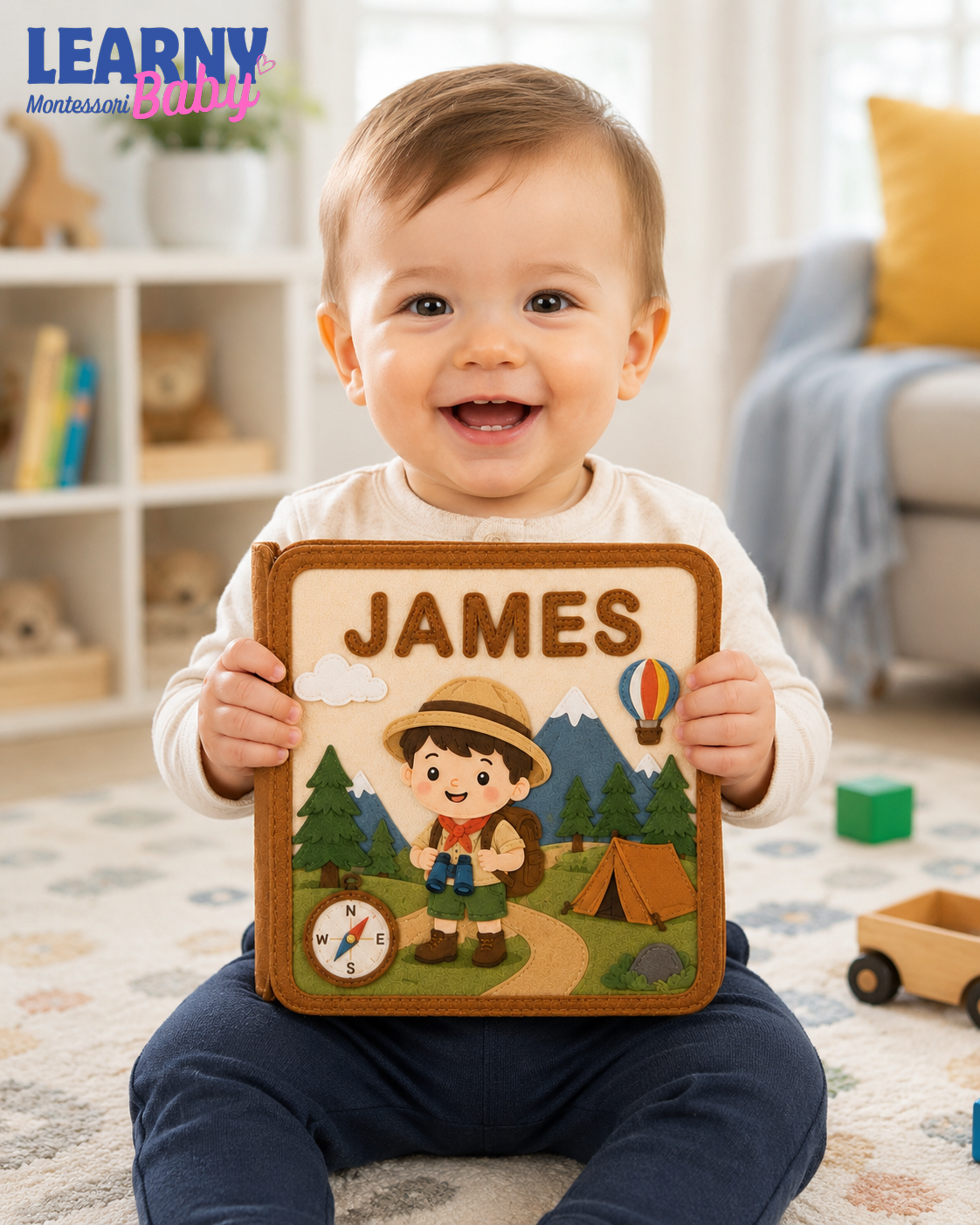Adventure Busy Book for Toddlers, Handmade Felt Quiet Book, Camping Learning Toy, Personalized Montessori Baby Gift QBLB68