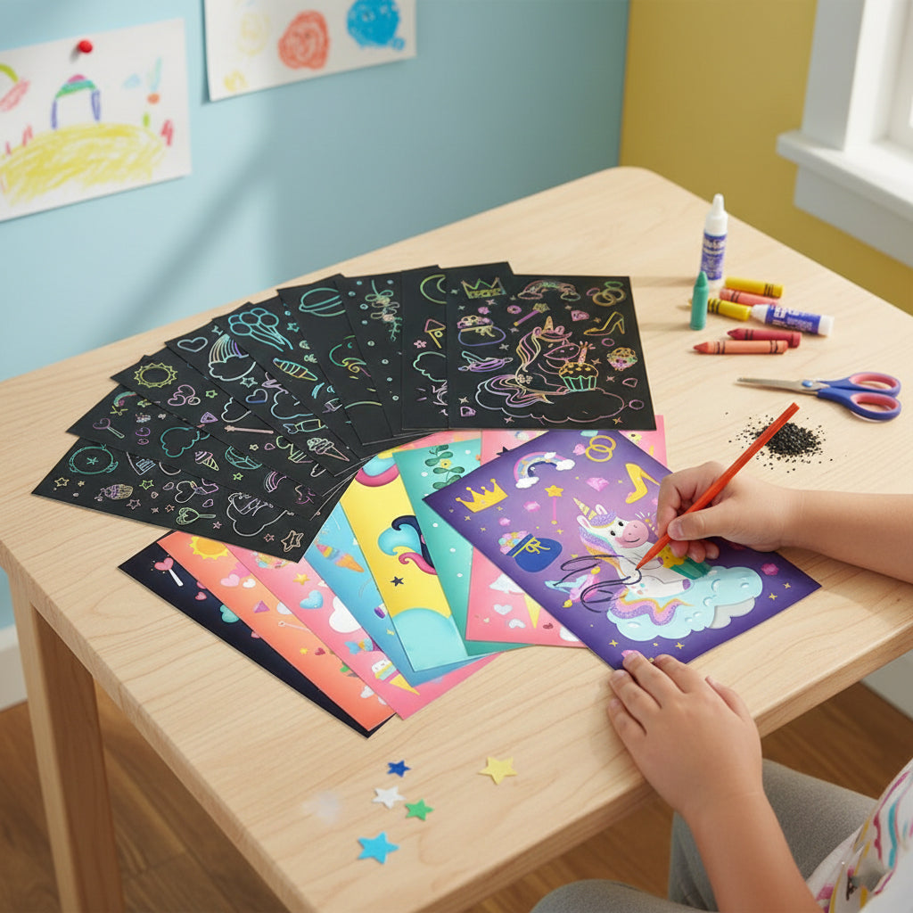 Kids Scratch Art Cards, Color Reveal Art Toy, Fine Motor & Focus Training (3–8 Years)
