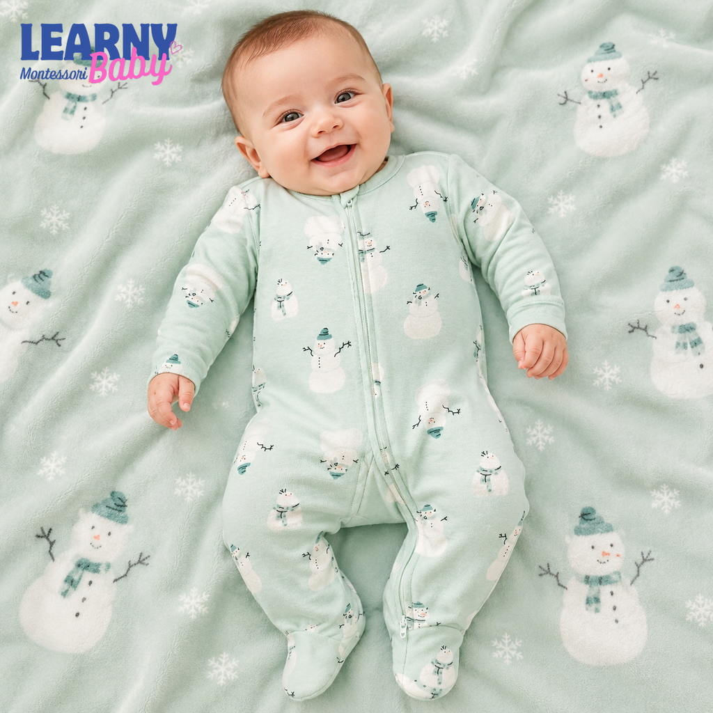 Mint Snowman Bamboo Baby Zippy Footie – Winter Zip Pajamas