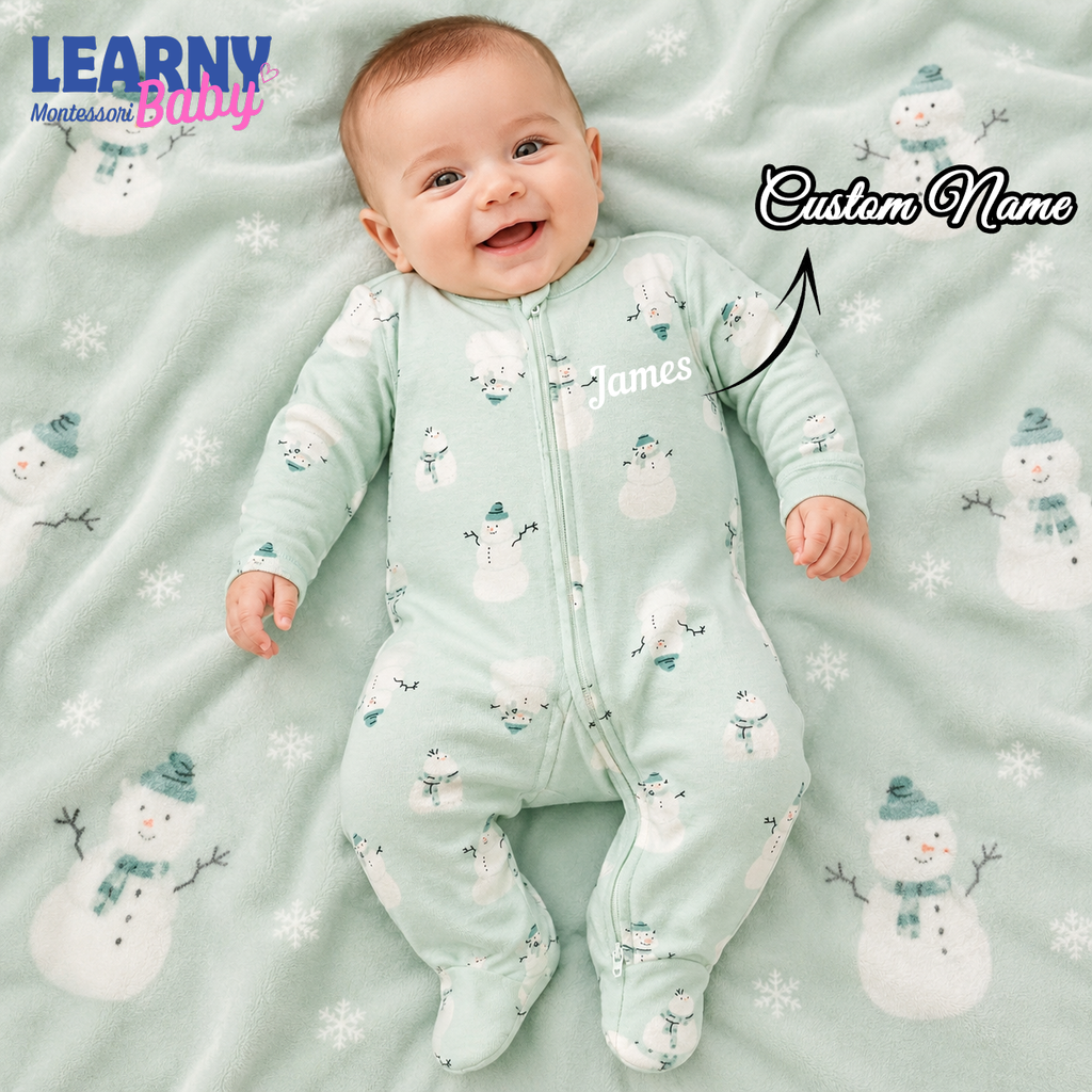 Mint Snowman Bamboo Baby Zippy Footie – Winter Zip Pajamas