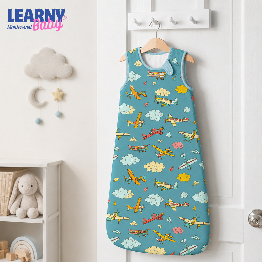 Airplane Bamboo Baby Sleep Sack, Colorful Aviation Wearable Blanket for Infant and Toddler, Baby Boy Nursery Gift