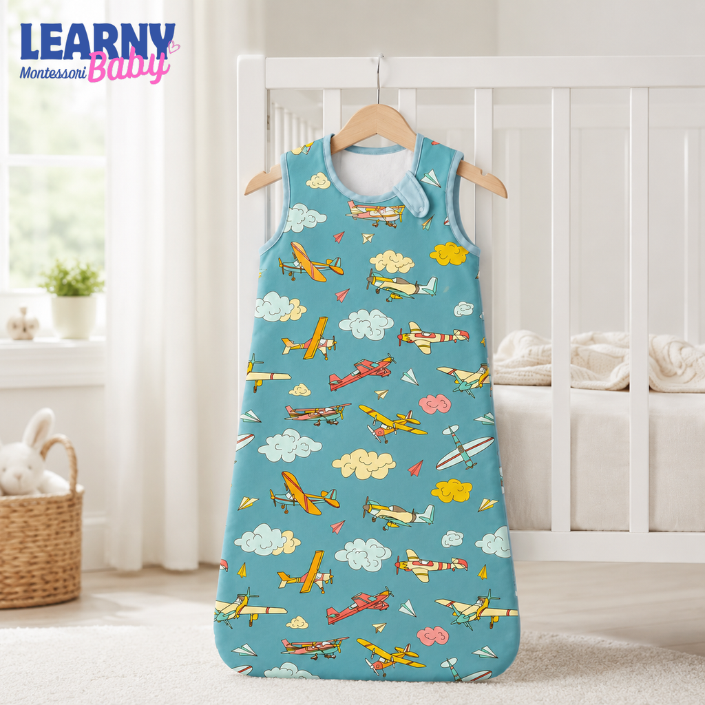 Airplane Bamboo Baby Sleep Sack, Colorful Aviation Wearable Blanket for Infant and Toddler, Baby Boy Nursery Gift