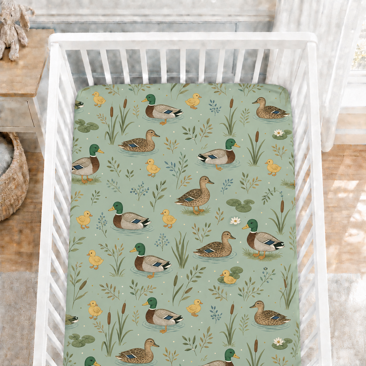 Mallard Duck Bamboo Fitted Crib Sheet – Woodland Baby Nursery Bedding
