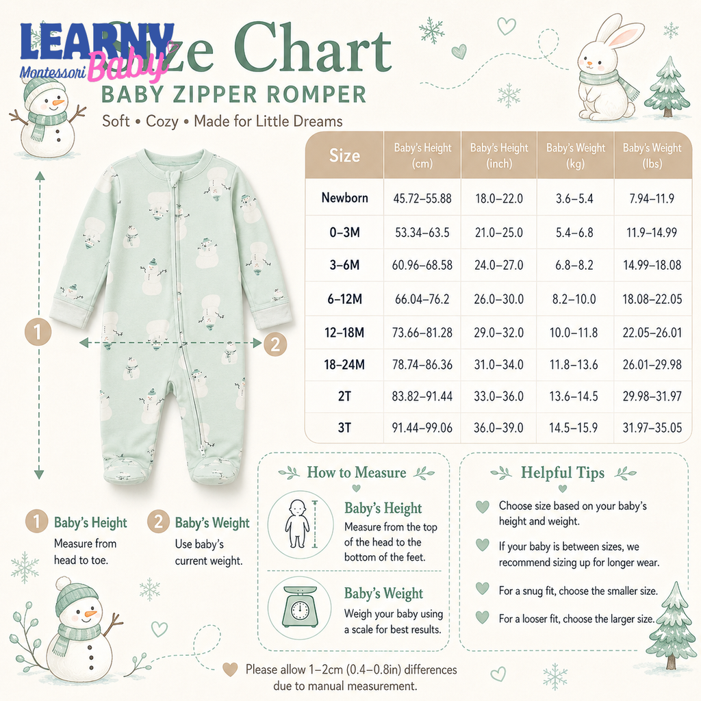 Mint Snowman Bamboo Baby Zippy Footie – Winter Zip Pajamas