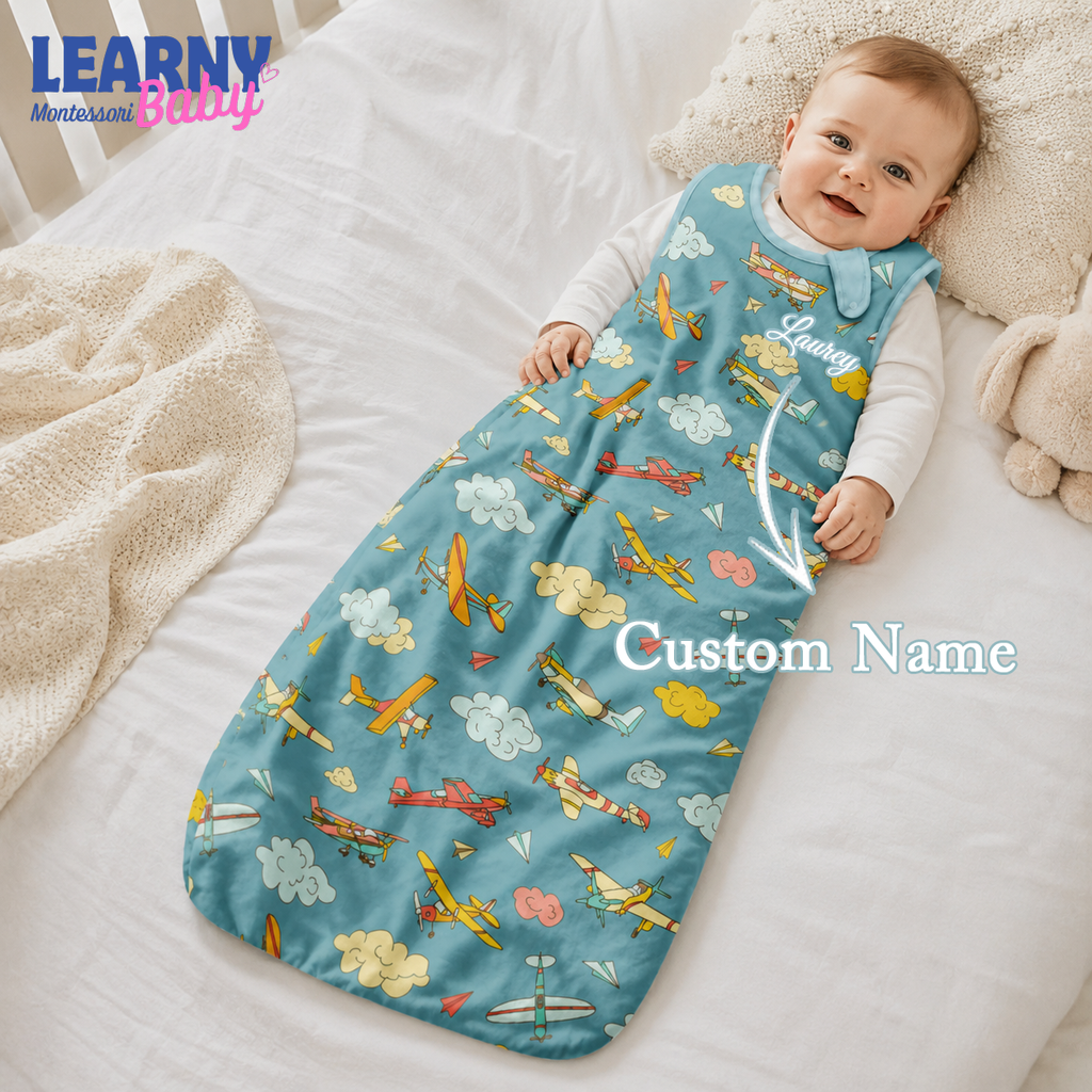 Airplane Bamboo Baby Sleep Bag, Colorful Aviation Wearable Blanket for Infant & Toddler, Soft Bamboo Sleep Sack