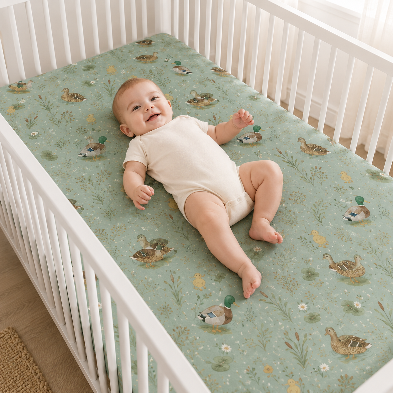 Mallard Duck Bamboo Fitted Crib Sheet – Woodland Baby Nursery Bedding