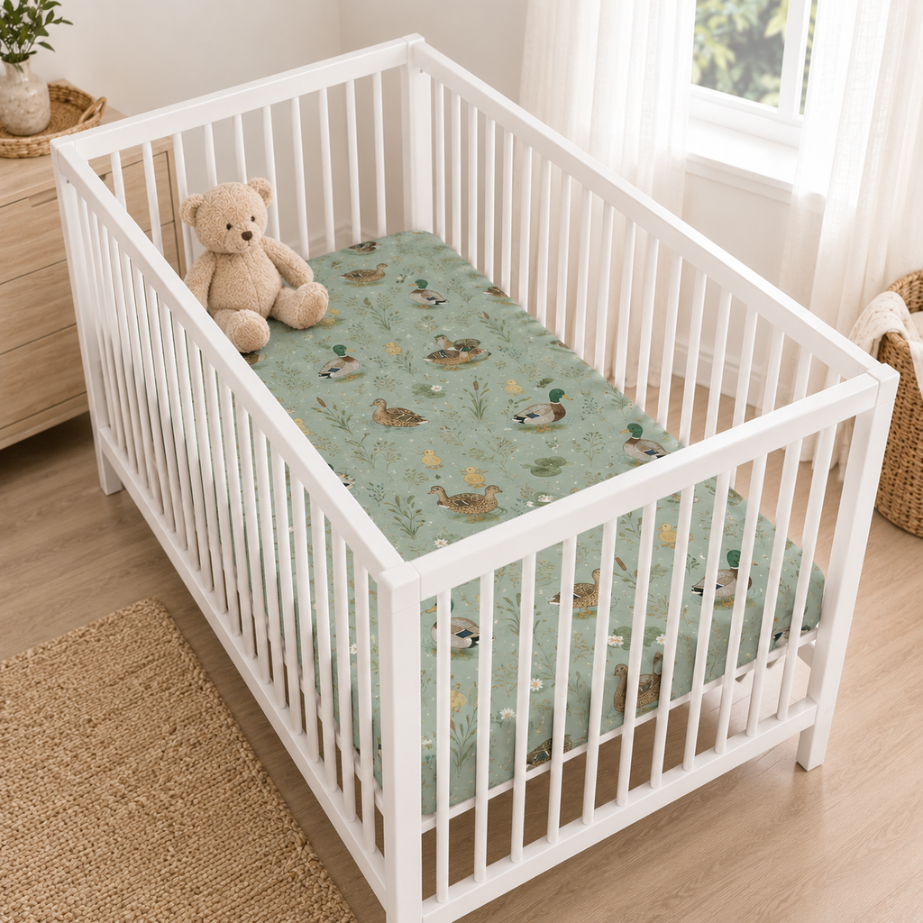 Mallard Duck Bamboo Fitted Crib Sheet – Woodland Baby Nursery Bedding