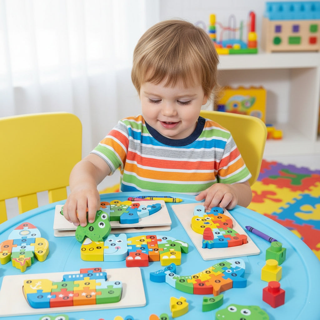 Wooden Number Animal Puzzle Toy for Toddlers – Montessori Educational Jigsaw for Early Learning