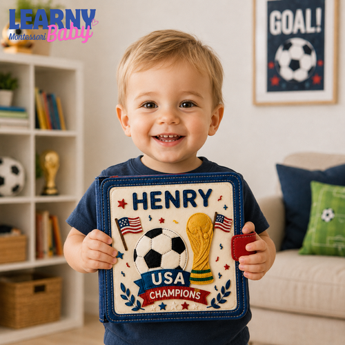 Personalized First World Cup Busy Book for Baby, Soccer Quiet Book for Toddlers, Felt Activity Book, Baby Boy Gift QBLB67