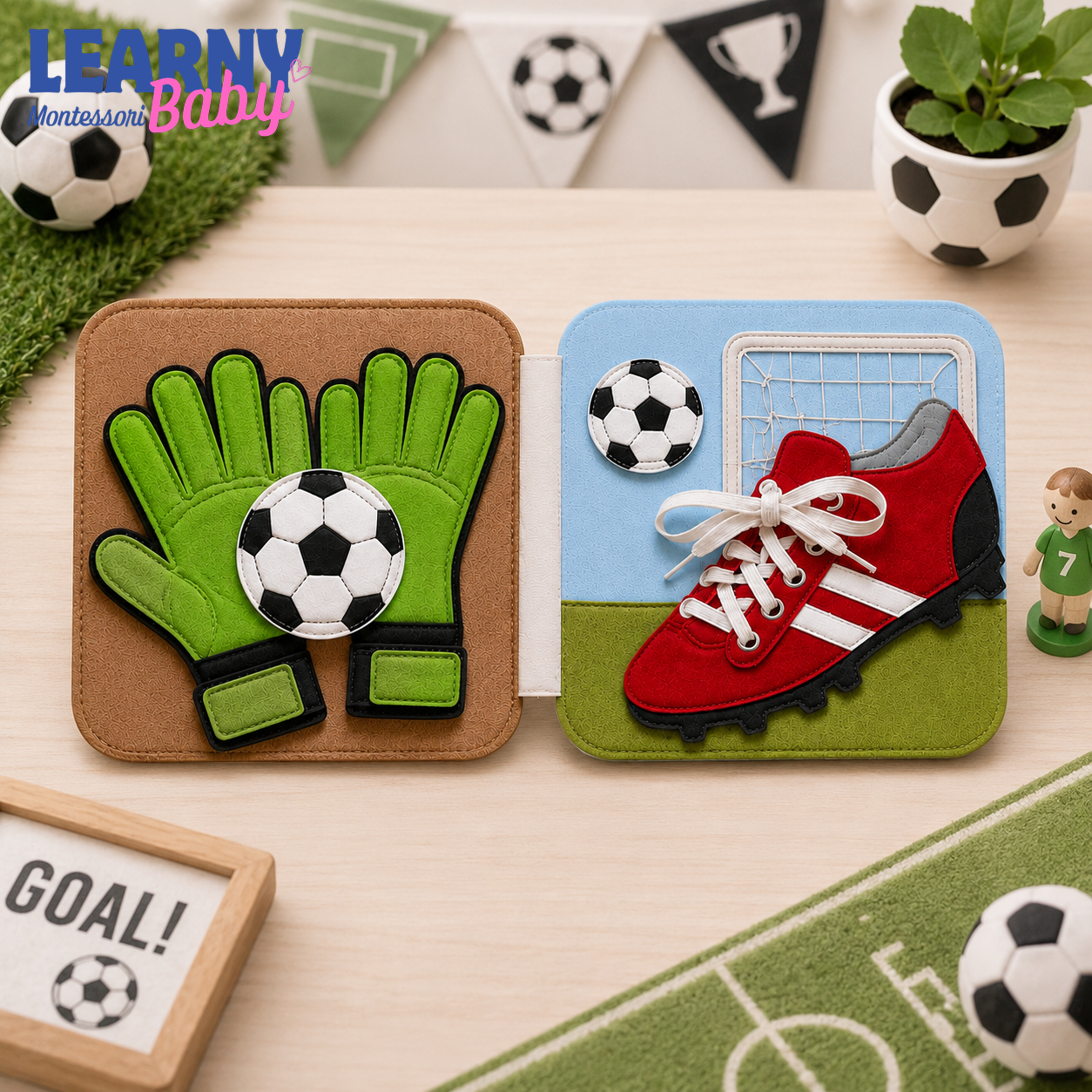 Personalized First World Cup Busy Book for Baby, Soccer Quiet Book for Toddlers, Felt Activity Book, Baby Boy Gift QBLB67