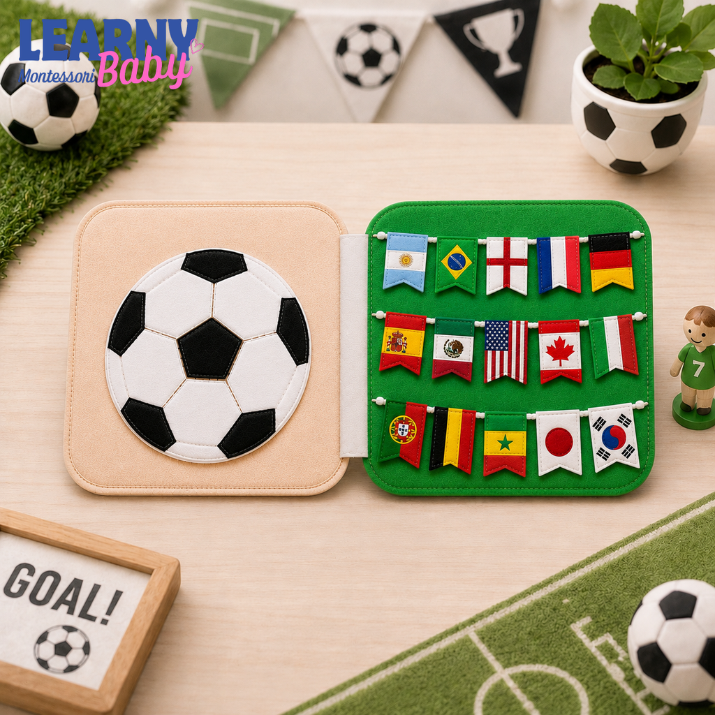Personalized First World Cup Busy Book for Baby, Soccer Quiet Book for Toddlers, Felt Activity Book, Baby Boy Gift QBLB67
