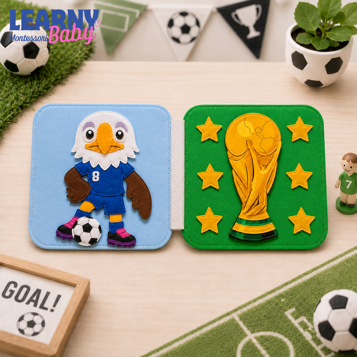 Personalized First World Cup Busy Book for Baby, Soccer Quiet Book for Toddlers, Felt Activity Book, Baby Boy Gift QBLB67