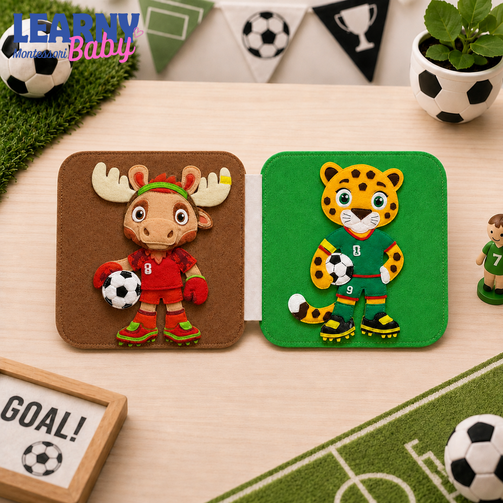 Personalized First World Cup Busy Book for Baby, Soccer Quiet Book for Toddlers, Felt Activity Book, Baby Boy Gift QBLB67