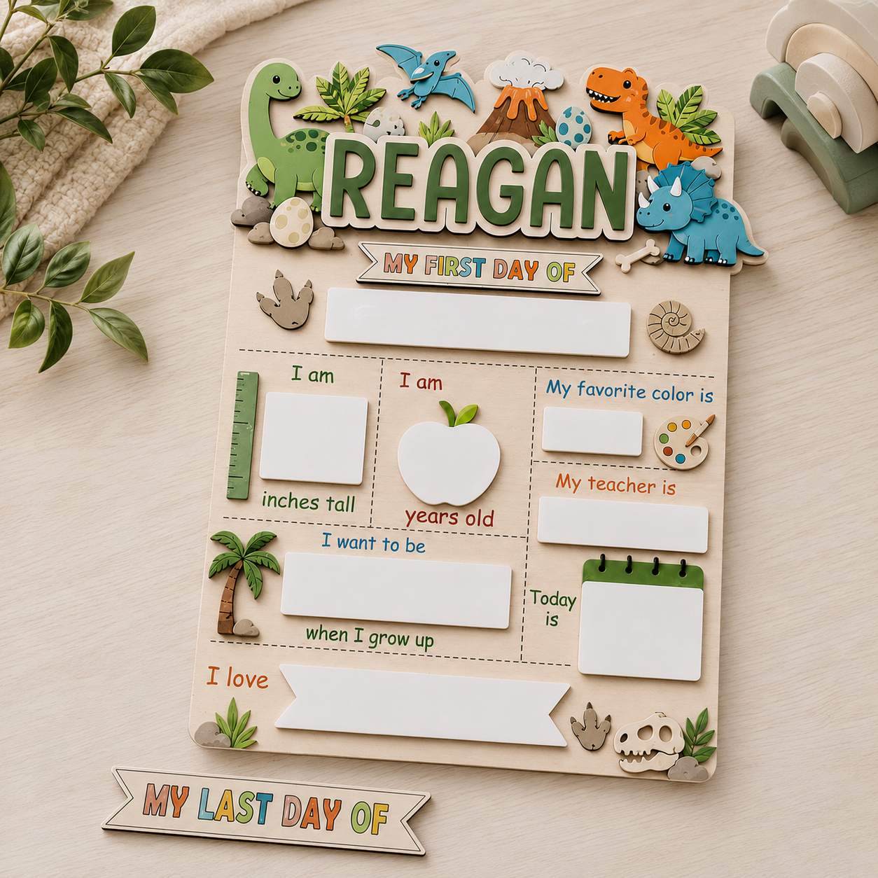 Custom Animal First Day of School Sign, Personalized Forest Animal School Board, Reusable Dry Erase Back to School Sign