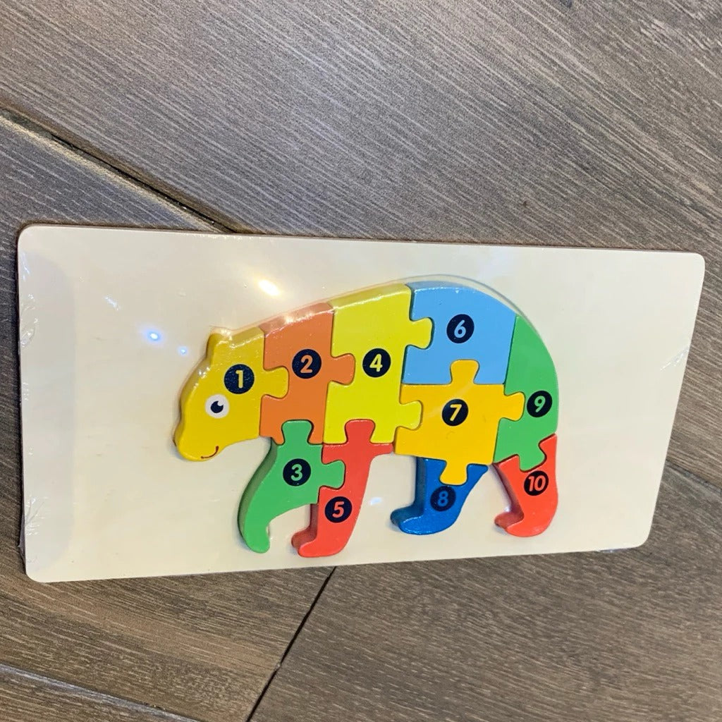 Wooden Number Animal Puzzle Toy for Toddlers – Montessori Educational Jigsaw for Early Learning