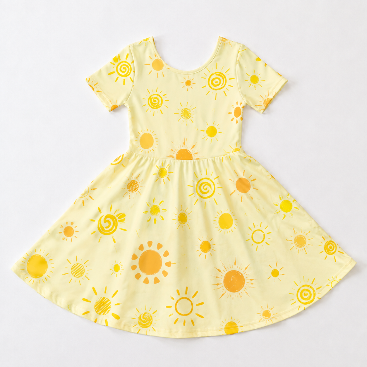 Happy Sunshine Bamboo Twirl Dress for Girls – Yellow Summer Skater Dress