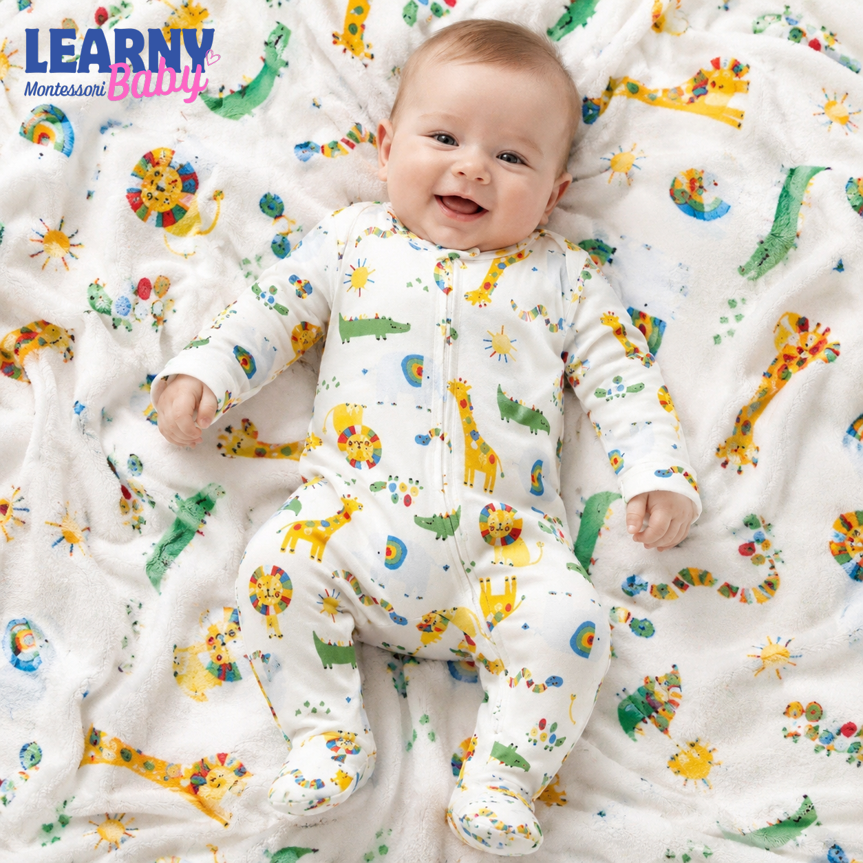 Rainbow Safari Bamboo Zippy Footie – Colorful Baby Pajamas
