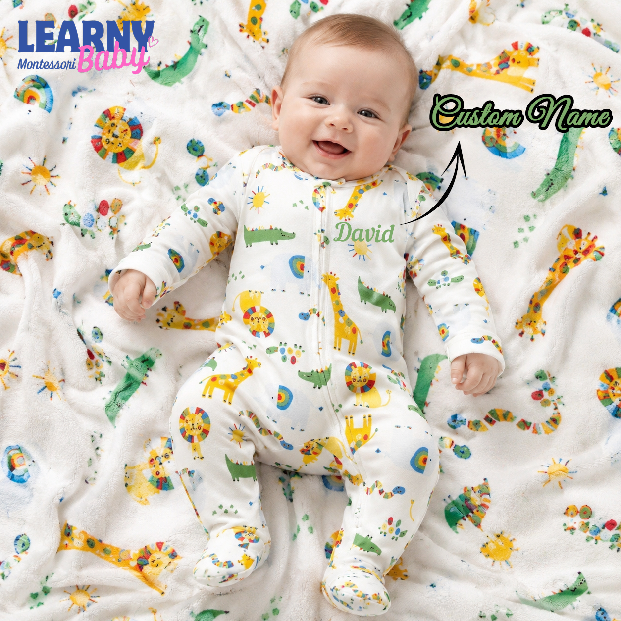 Rainbow Safari Bamboo Zippy Footie – Colorful Baby Pajamas