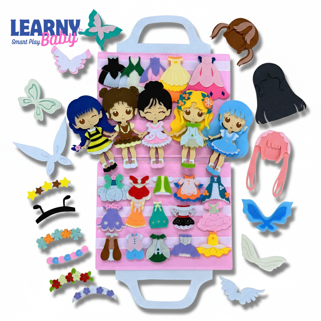 Personalized Dress-Up Quiet Book, Felt Busy Book for Toddlers, Screen-Free Educational Toy