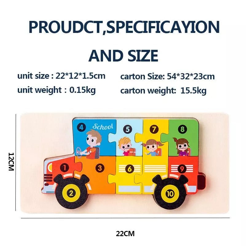 Wooden Number Animal Puzzle Toy for Toddlers – Montessori Educational Jigsaw for Early Learning