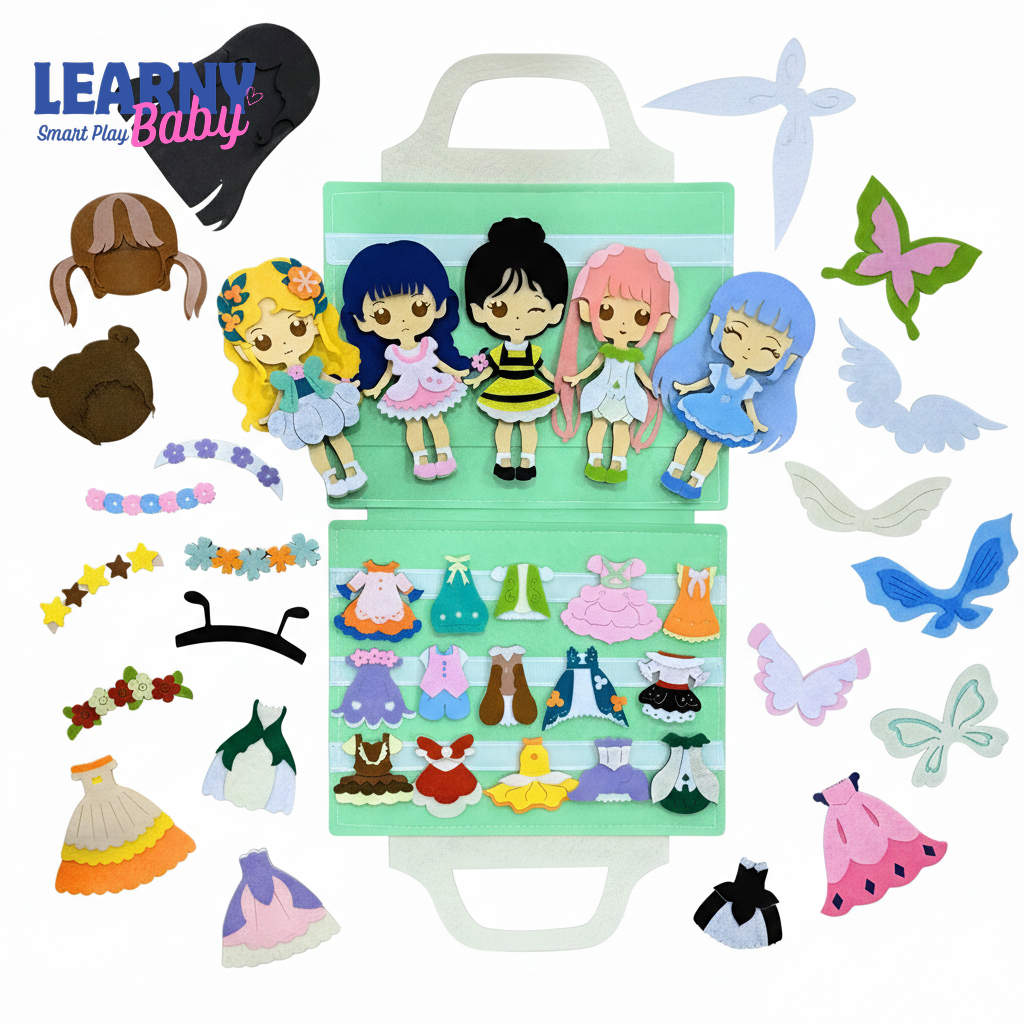 Personalized Dress-Up Quiet Book, Felt Busy Book for Toddlers, Screen-Free Educational Toy