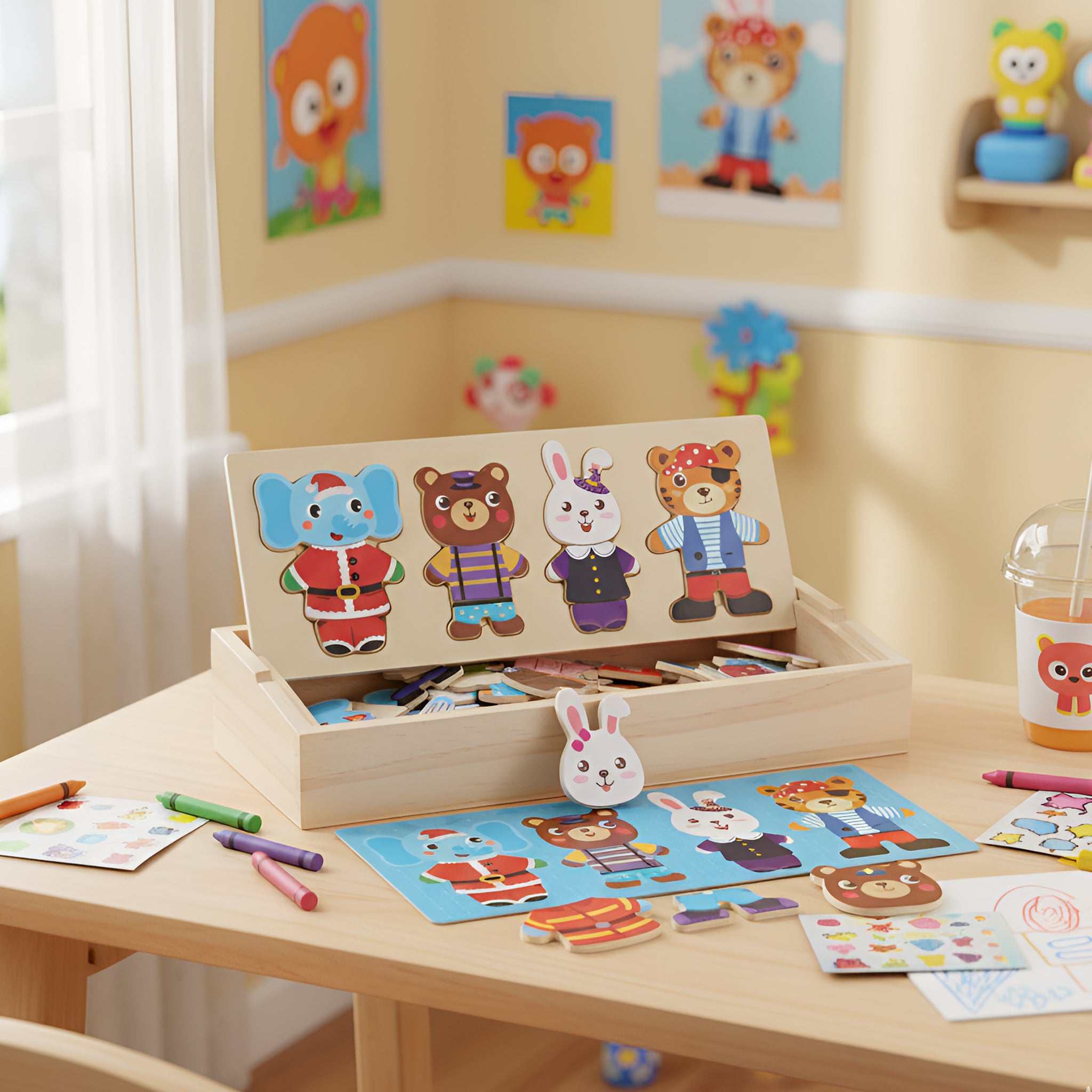 Little Bear Dress-Up Wooden Puzzle, Early Learning & Fine Motor Skills Toy, Montessori Educational Game, Ages 2–5