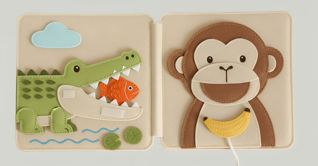 Personalized Quiet Book for Baby, Handmade Felt Quiet Book, Animal Safari Busy Book, Montessori Toy for Baby Boy Girl, Custom Name Baby Gift